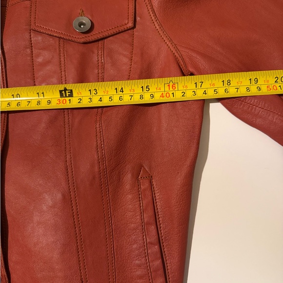 Jakett...etc. Washed Leather Button Front Jacket in Rust - Size Small - Picture 8 of 11